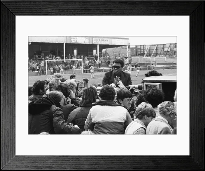 Framed Print : Muhammad Ali at Nuneaton. The boxing legend brought his own kind of magic to thrill Framed Print : Muhammad Ali at Nuneaton. The boxing legend brought his own kind of magic to thrill