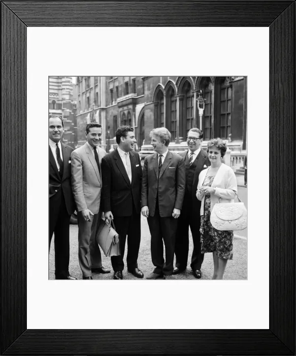 Framed Print : Tommy Steele court case. Tommy Steele flew in a chartered plane from Blackpool to give