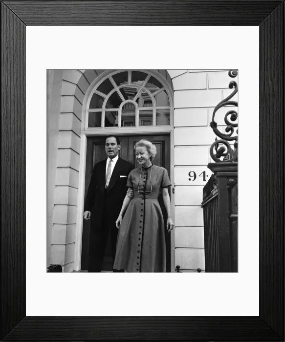 Framed Print : American impresario Anne Deere Wiman outside her home in Westminster with her solicit Mr Framed Print : American impresario Anne Deere Wiman outside her home in Westminster with her solicit Mr