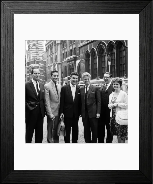 Framed Print : Tommy Steele court case. Tommy Steele flew in a chartered plane from Blackpool to give