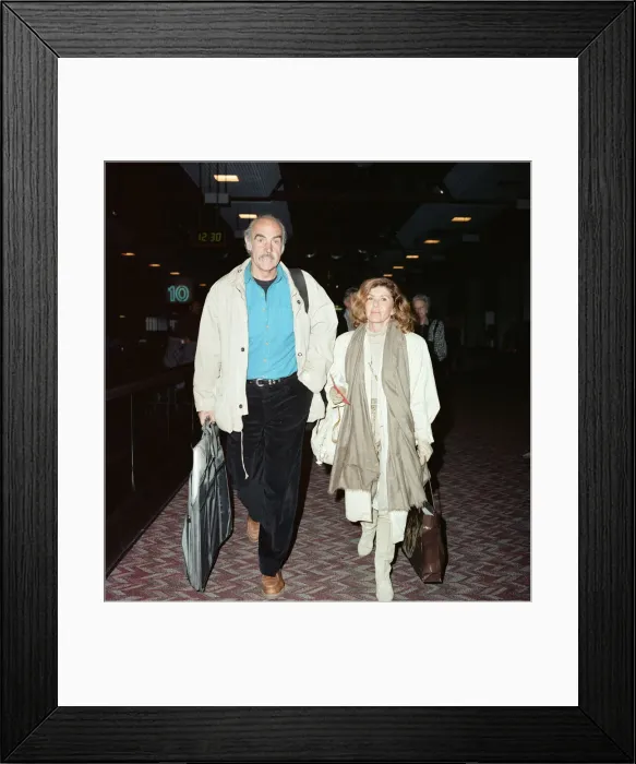 Framed Print : Sean Connery and his wife Micheline at LAP. 25th January 1989 Framed Print : Sean Connery and his wife Micheline at LAP. 25th January 1989