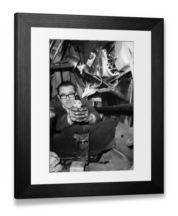 Framed Print : The hamster which was steadily eating its way through the minicab of John Daly has