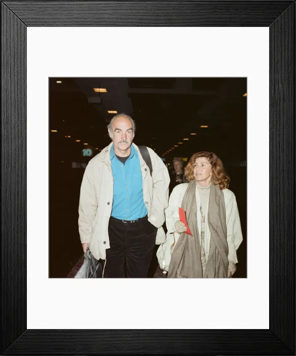Framed Print : Sean Connery and his wife Micheline at LAP. 25th January 1989 Framed Print : Sean Connery and his wife Micheline at LAP. 25th January 1989