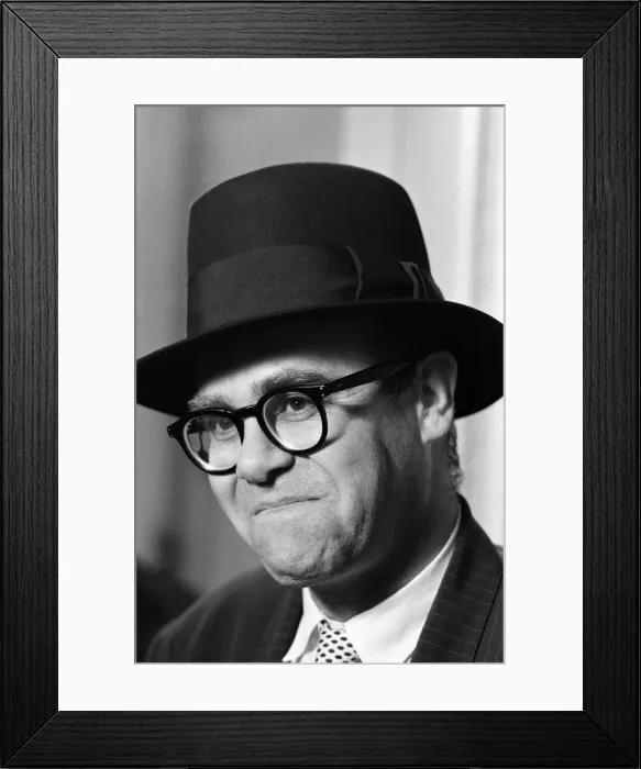 Framed Print : Elton John presents Watford FCs new manager, Dave Bassett, at a London reception