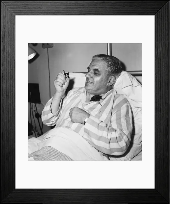 Framed Print : Lord Boothbay in hospital recovering from a heart attack. 15th August 1957 Framed Print : Lord Boothbay in hospital recovering from a heart attack. 15th August 1957