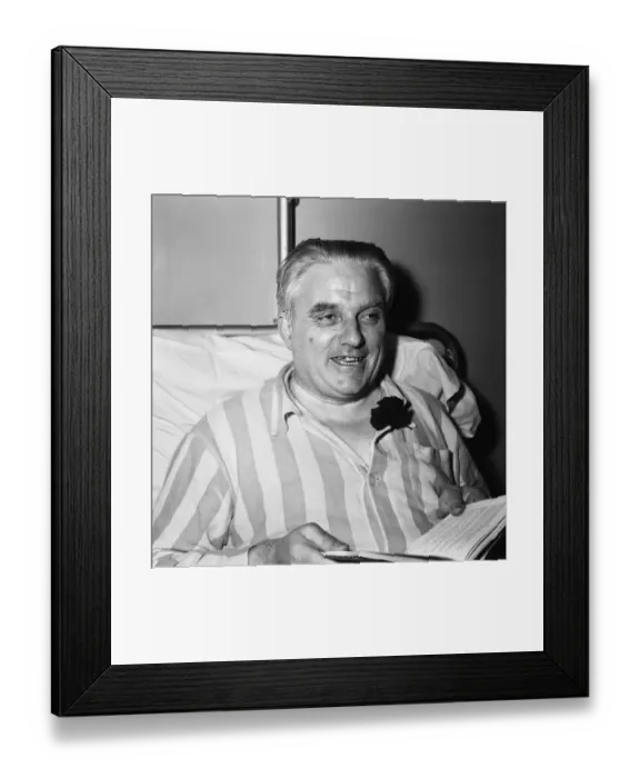 Framed Print : Lord Boothbay in hospital recovering from a heart attack. 15th August 1957 Framed Print : Lord Boothbay in hospital recovering from a heart attack. 15th August 1957