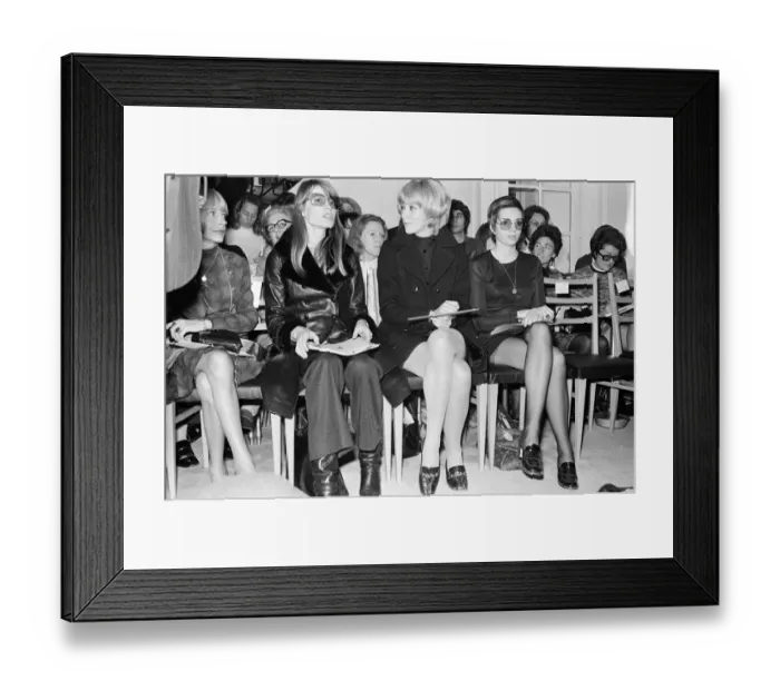 Framed Print : Celebrities attend a fashion show in Paris. L-R Francoise Hardy Framed Print : Celebrities attend a fashion show in Paris. L-R Francoise Hardy