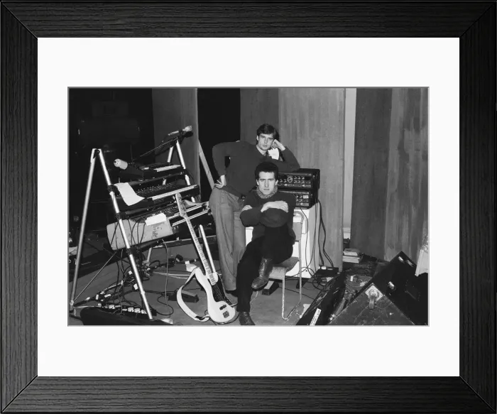 Framed Print : Andy McCluskey and Paul Humphreys (on keyboards) of the band Orchesteral Manouevers In Framed Print : Andy McCluskey and Paul Humphreys (on keyboards) of the band Orchesteral Manouevers In