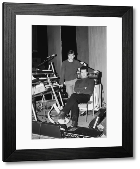 Framed Print : Andy McCluskey and Paul Humphreys (on keyboards) of the band Orchesteral Manouevers In