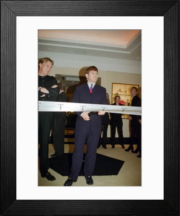 Framed Print : Elton John at the opening of Theo Fennell s Framed Print : Elton John at the opening of Theo Fennell s