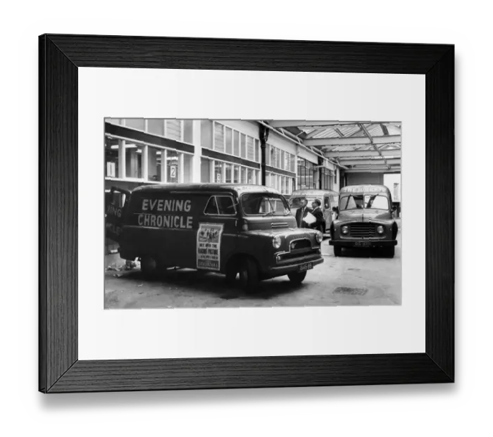 Framed Print : Off to the shops, another Evening Chronicle is on its way. Circa 1965 Framed Print : Off to the shops, another Evening Chronicle is on its way. Circa 1965