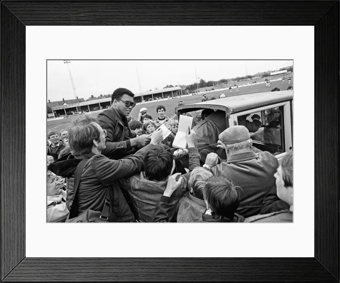 Framed Print : Muhammad Ali at Nuneaton. The boxing legend brought his own kind of magic to thrill Framed Print : Muhammad Ali at Nuneaton. The boxing legend brought his own kind of magic to thrill