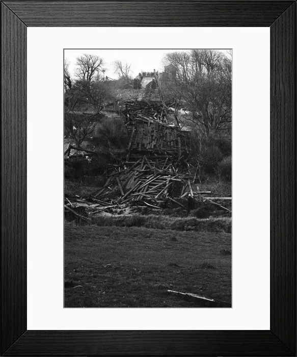 Framed Print : The remains of Half Penny Bridge, Saltburn, North Yorkshire, after being blown up Framed Print : The remains of Half Penny Bridge, Saltburn, North Yorkshire, after being blown up