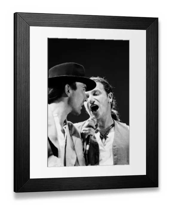 Framed Print : Bono onstage singing with The Edge during U2s concert in Cork Framed Print : Bono onstage singing with The Edge during U2s concert in Cork