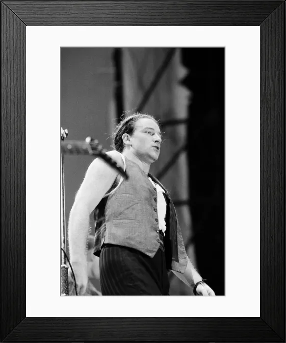 Framed Print : Bono onstage during U2s concert in Cork, the last in the present part of the World Framed Print : Bono onstage during U2s concert in Cork, the last in the present part of the World