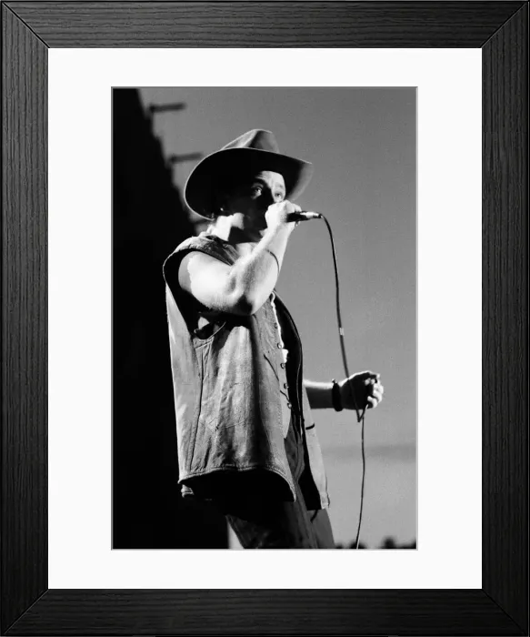 Framed Print : Bono onstage during U2s concert in Cork, the last in the present part of the World Framed Print : Bono onstage during U2s concert in Cork, the last in the present part of the World