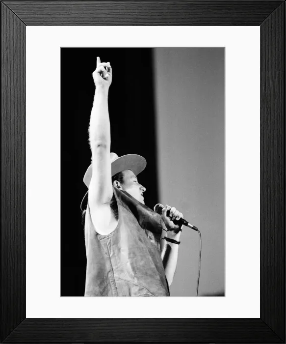 Framed Print : Bono onstage during U2s concert in Cork, the last in the present part of the World Framed Print : Bono onstage during U2s concert in Cork, the last in the present part of the World