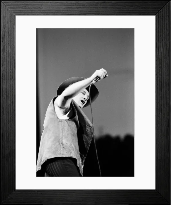 Framed Print : Bono onstage during U2s concert in Cork, the last in the present part of the World Framed Print : Bono onstage during U2s concert in Cork, the last in the present part of the World