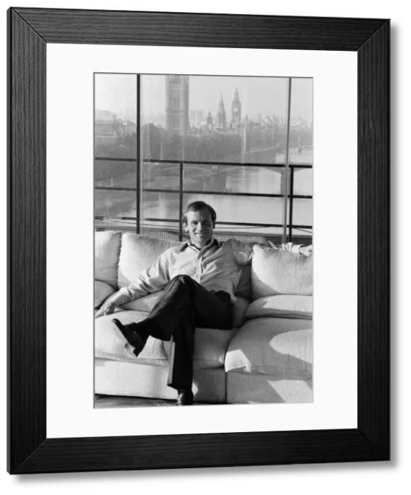 Framed Print : Millionaire author Jeffrey Archer pictured in his penthouse Embankment flat overlooking