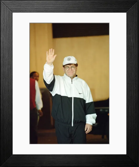 Framed Print : Elton John leaving the Wellington Hospital after having a pacemaker fitted