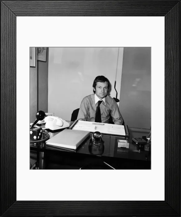 Framed Print : Jeffrey Archer, MP for Louth, in his Whitehall Office. Mr Archer says he is quitting Framed Print : Jeffrey Archer, MP for Louth, in his Whitehall Office. Mr Archer says he is quitting