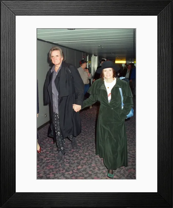 Framed Print : Members of The Highwaymen at Heathrow Airport. Johnny Cash and June Carter Cash Framed Print : Members of The Highwaymen at Heathrow Airport. Johnny Cash and June Carter Cash