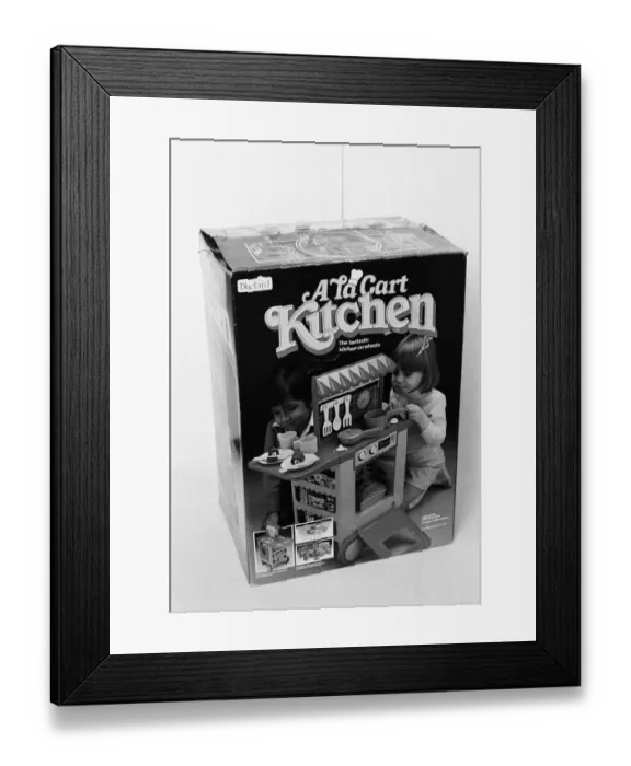 Framed Print : A La Carte Kitchen, toy kitchen made by Bluebird Toys. 16th December 1984 Framed Print : A La Carte Kitchen, toy kitchen made by Bluebird Toys. 16th December 1984