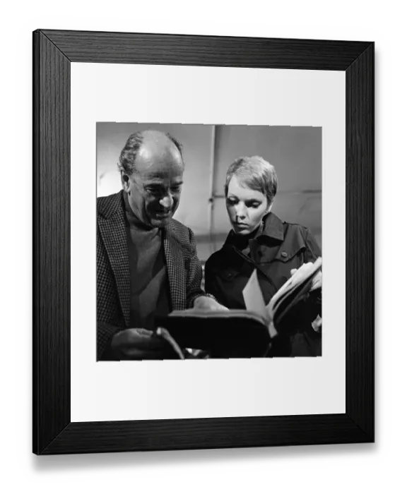 Framed Print : Cast and crew on the set of A Dandy in Aspic. The scene is representing a checkpoint in