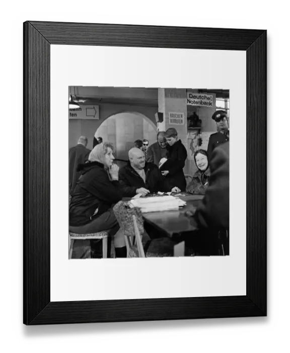 Framed Print : Cast and crew on the set of A Dandy in Aspic. The scene is representing a checkpoint in Framed Print : Cast and crew on the set of A Dandy in Aspic. The scene is representing a checkpoint in