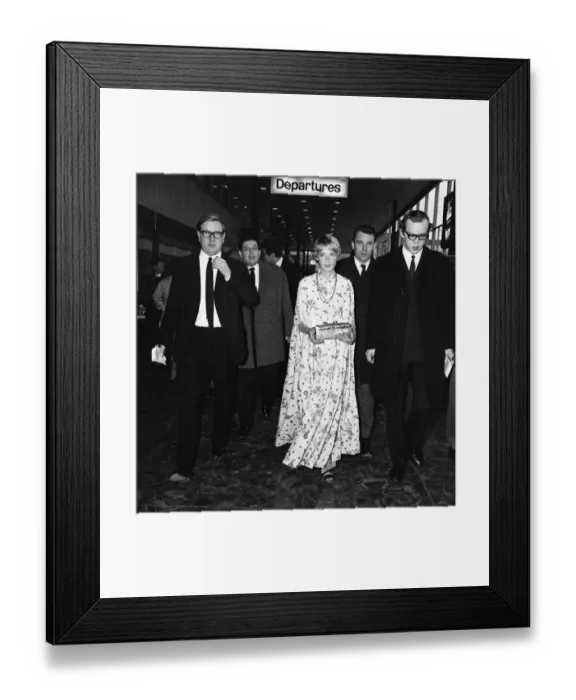 Framed Print : Mia Farrow arrives at Heathrow Airport from Delhi after visiting the Maharishi meditation Framed Print : Mia Farrow arrives at Heathrow Airport from Delhi after visiting the Maharishi meditation