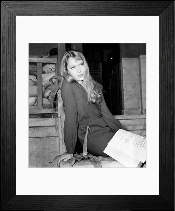 Framed Print : Mia Farrow on the set of Guns at Batasi at Pinewood Studios. 31st March 1964 Framed Print : Mia Farrow on the set of Guns at Batasi at Pinewood Studios. 31st March 1964