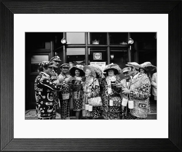 Framed Print : Pearly kings and queens in Covent Garden market, London. 9th May 1970 Framed Print : Pearly kings and queens in Covent Garden market, London. 9th May 1970