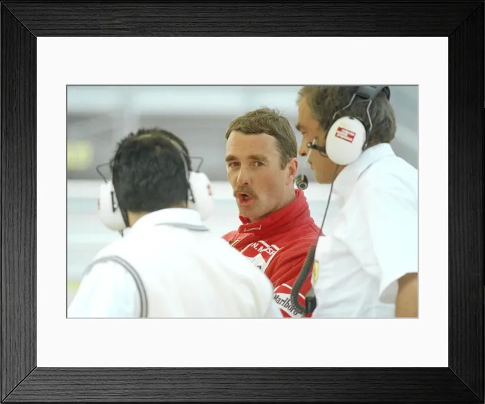 Framed Print : Nigel Mansell, British F1 racing driver at Monza racetrack - 10 / 09 / 1989 Framed Print : Nigel Mansell, British F1 racing driver at Monza racetrack - 10 / 09 / 1989