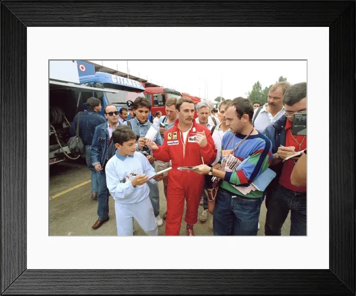 Framed Print : Nigel Mansell, British F1 racing driver at Monza racetrack - 10 / 09 / 1989 Framed Print : Nigel Mansell, British F1 racing driver at Monza racetrack - 10 / 09 / 1989