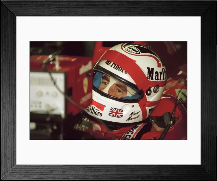 Framed Print : Nigel Mansell, British F1 racing driver at a Monza racetrack - 10  /  09  /  1989