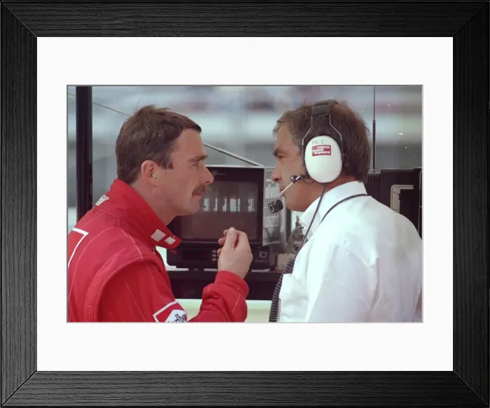 Framed Print : Nigel Mansell, British F1 racing driver at Monza racetrack - 10  /  09  /  1989