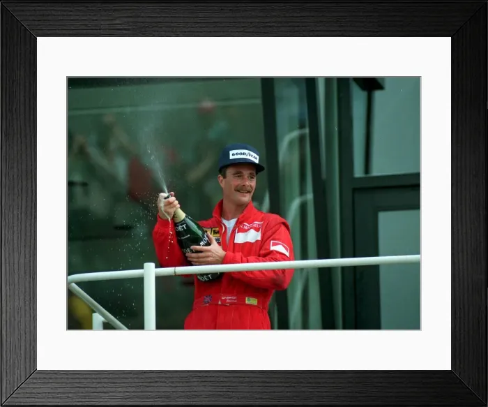 Framed Print : NIGEL MANSELL CELEBRATES WITH CHAMPAGNE AFTER BRITISH GRAND PRIX (89 / 3810 - 16117258 Framed Print : NIGEL MANSELL CELEBRATES WITH CHAMPAGNE AFTER BRITISH GRAND PRIX (89 / 3810 - 16117258