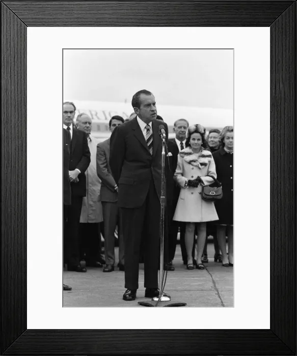 Framed Print : President Richard Nixon visits Ireland. Pictured on arrival at Shannon Airport Framed Print : President Richard Nixon visits Ireland. Pictured on arrival at Shannon Airport
