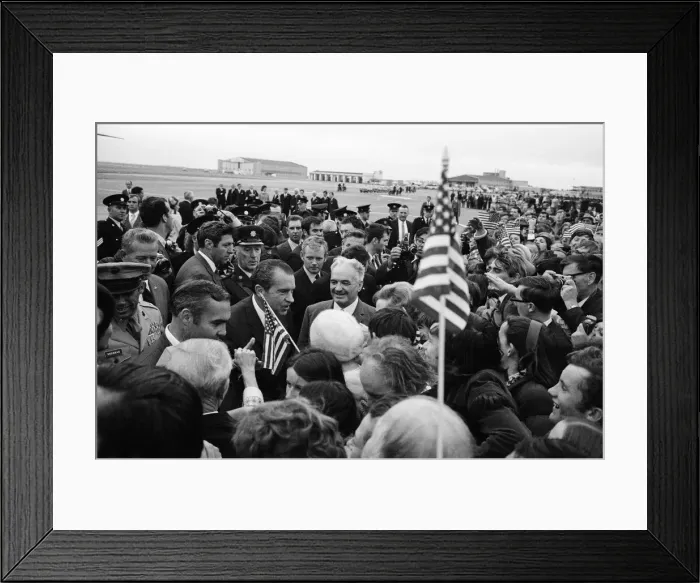 Framed Print : President Richard Nixon visits Ireland. Pictured on arrival at Shannon Airport Framed Print : President Richard Nixon visits Ireland. Pictured on arrival at Shannon Airport