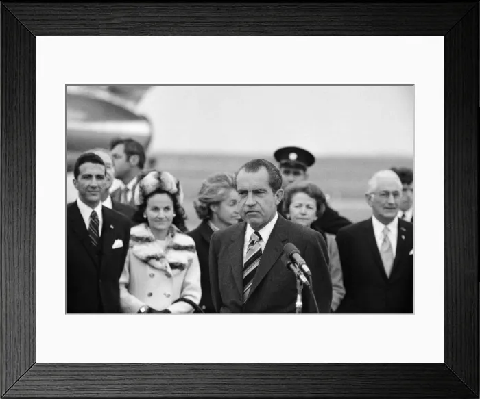 Framed Print : President Richard Nixon visits Ireland. Pictured on arrival at Shannon Airport Framed Print : President Richard Nixon visits Ireland. Pictured on arrival at Shannon Airport