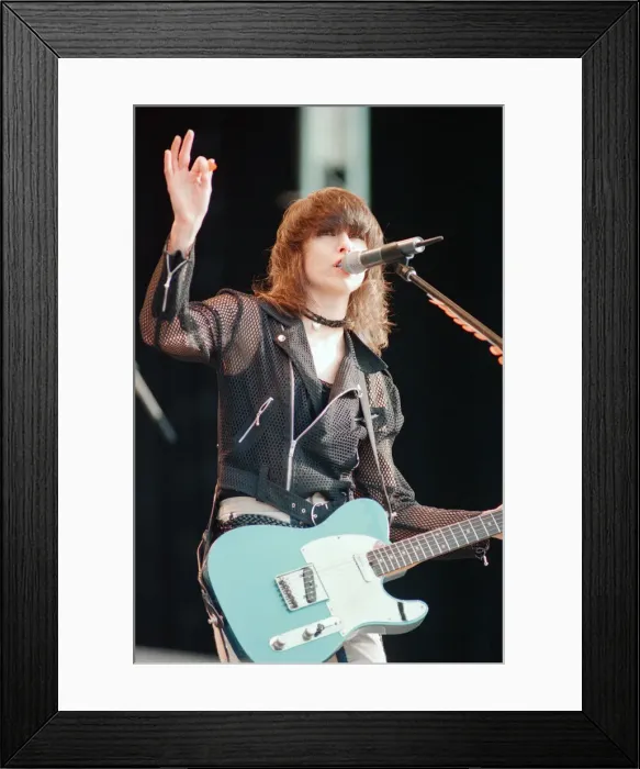 Framed Print : Chrissie Hynde (pictured) fronting her band The Pretenders Framed Print : Chrissie Hynde (pictured) fronting her band The Pretenders