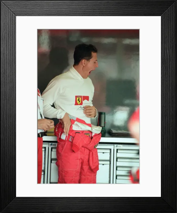 Framed Print : Michael Schumacher of Ferrari, 1998 British Grand Prix, held at the Silverstone Circuit Framed Print : Michael Schumacher of Ferrari, 1998 British Grand Prix, held at the Silverstone Circuit