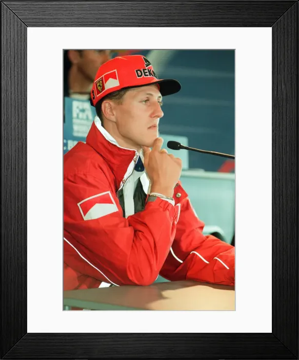 Framed Print : Michael Schumacher of Ferrari, 1998 British Grand Prix, held at the Silverstone Circuit