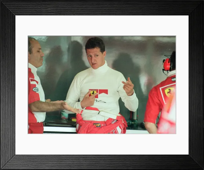 Framed Print : Michael Schumacher of Ferrari, 1998 British Grand Prix, held at the Silverstone Circuit Framed Print : Michael Schumacher of Ferrari, 1998 British Grand Prix, held at the Silverstone Circuit