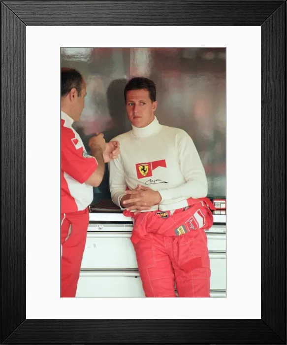 Framed Print : Michael Schumacher of Ferrari, 1998 British Grand Prix, held at the Silverstone Circuit