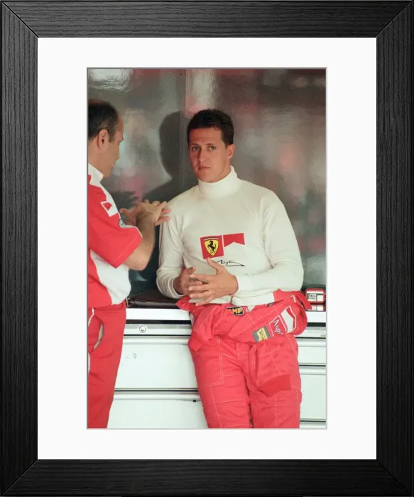 Framed Print : Michael Schumacher of Ferrari, 1998 British Grand Prix, held at the Silverstone Circuit Framed Print : Michael Schumacher of Ferrari, 1998 British Grand Prix, held at the Silverstone Circuit