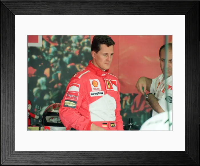 Framed Print : Michael Schumacher of Ferrari, 1998 British Grand Prix, held at the Silverstone Circuit Framed Print : Michael Schumacher of Ferrari, 1998 British Grand Prix, held at the Silverstone Circuit