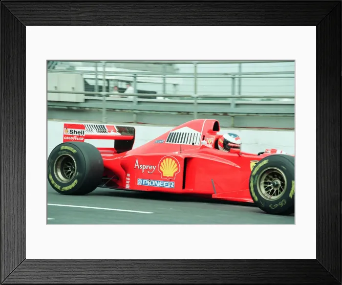 Framed Print : Michael Schumacher of Ferrari, 1998 British Grand Prix, held at the Silverstone Circuit Framed Print : Michael Schumacher of Ferrari, 1998 British Grand Prix, held at the Silverstone Circuit