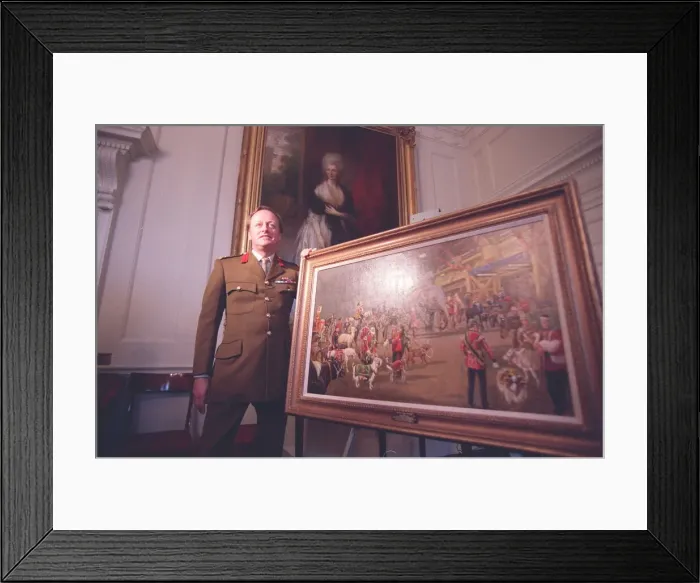 Framed Print : ANDREW PARKER-BOWLES WITH THE PAINTING PRESENTED TO HIM ON HIS