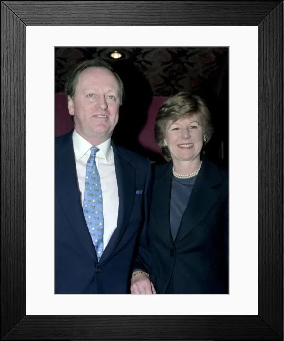 Framed Print : andrew parker bowles & rosemary pitmans wedding at chelsea registrars office - feb